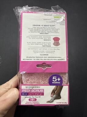 Spongeables Pedi Scrub Foot Exfoliating Sponge With Heel Buffer and Pedicure Oil